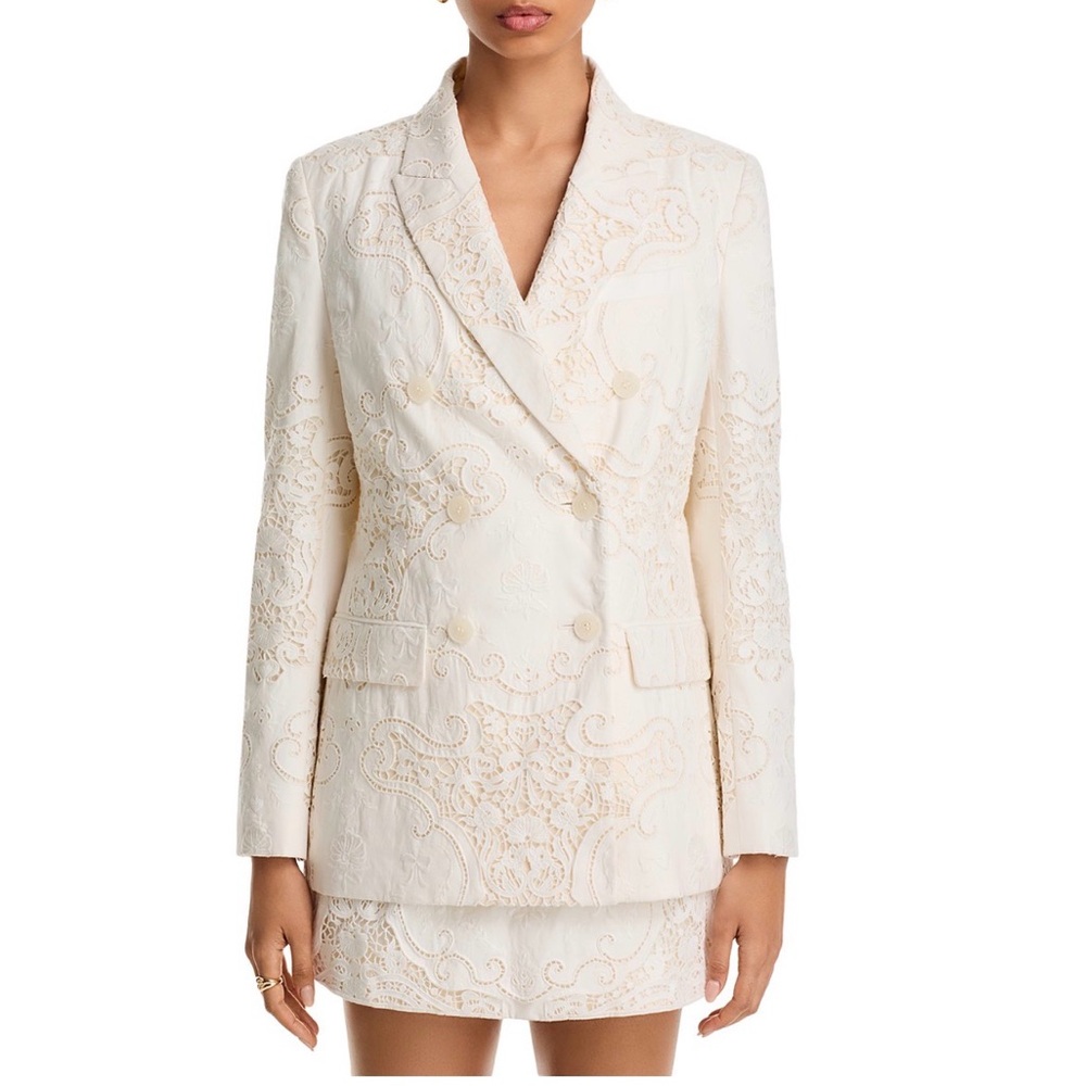 LoveShackFancy Cream Lace Laura Blazer.